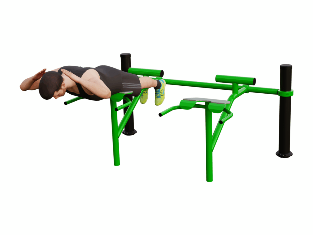 Kültéri hátizom erősítő – fitneszeszköz lakóparki kondiparkhoz