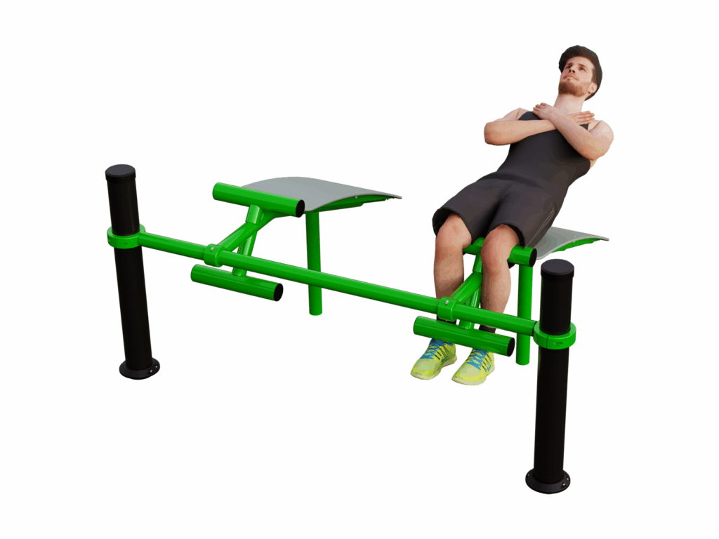 Kültéri dupla hasizom erősítő pad – fitness park eszköz hasizom edzéshez